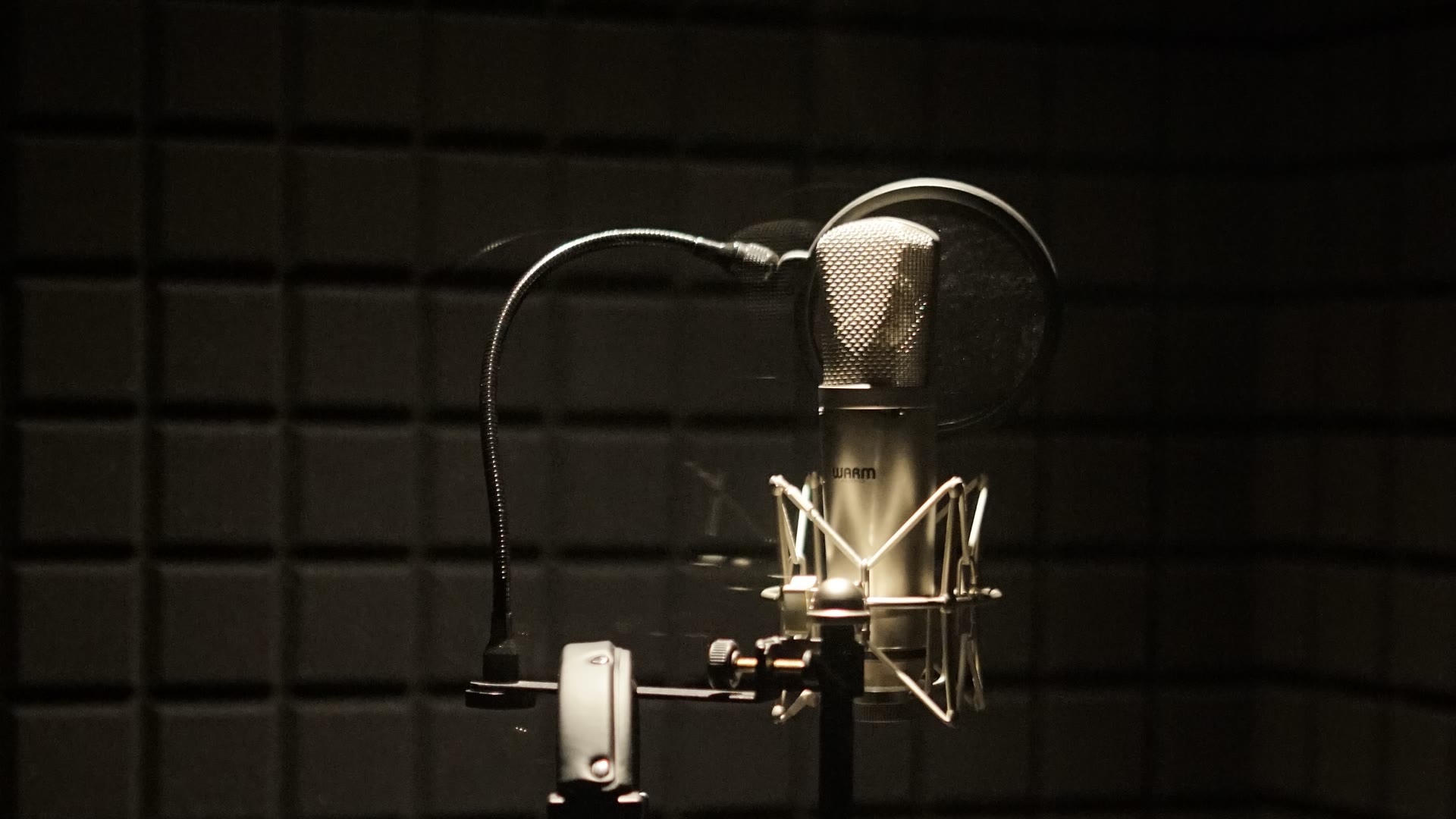 Vocal booth at the DIMULTI Music studio where march music vocals are recorded