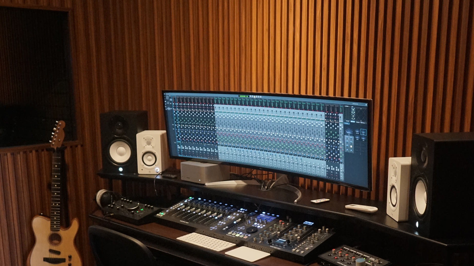 Control room at the DIMULTI Music studio where music for marketing is produced and mixed